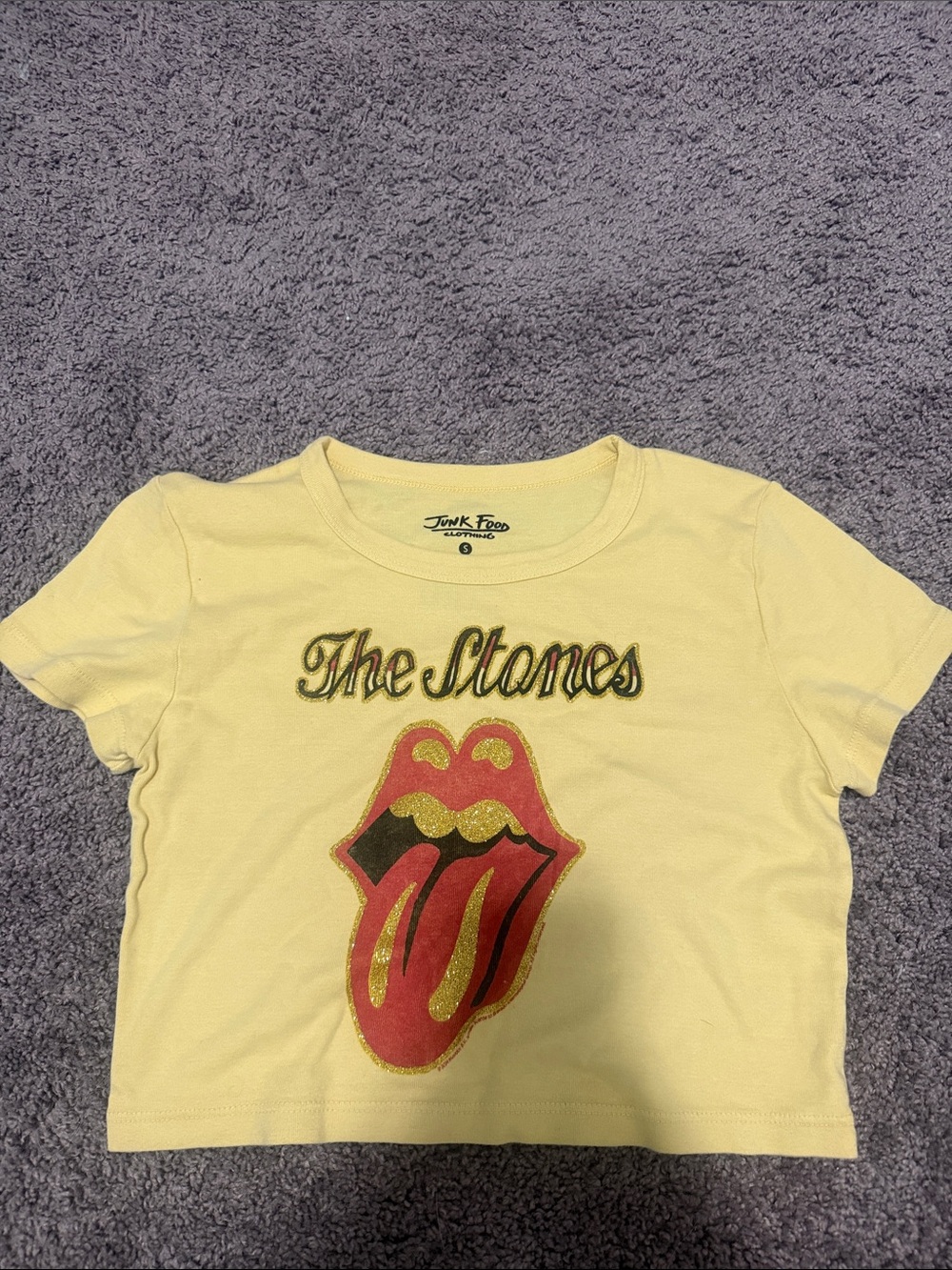 Junk Food Clothing Yellow Rolling Stones Tongue Graphic Tee